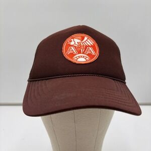 Otto Mens Snapback Trucker Hat Mesh Back Foam Front Brown Orange Patch